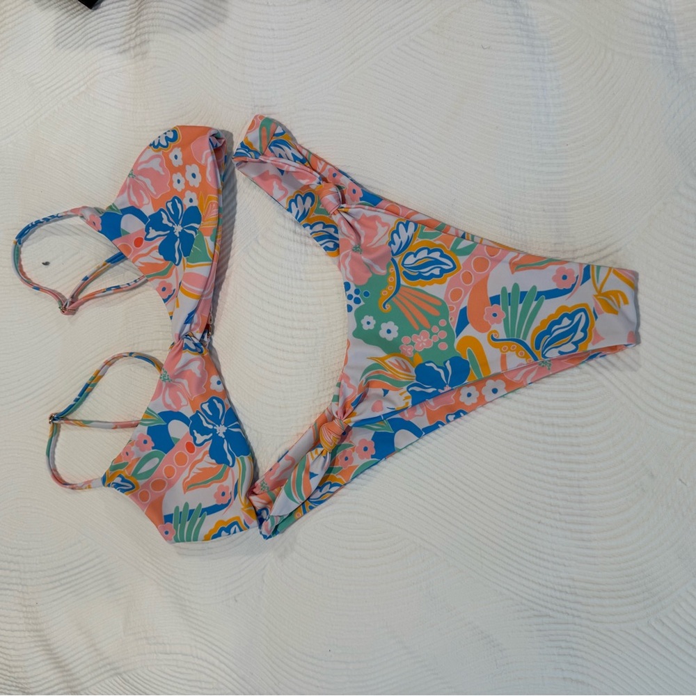 Floral Bikini Set in Pink and Blue